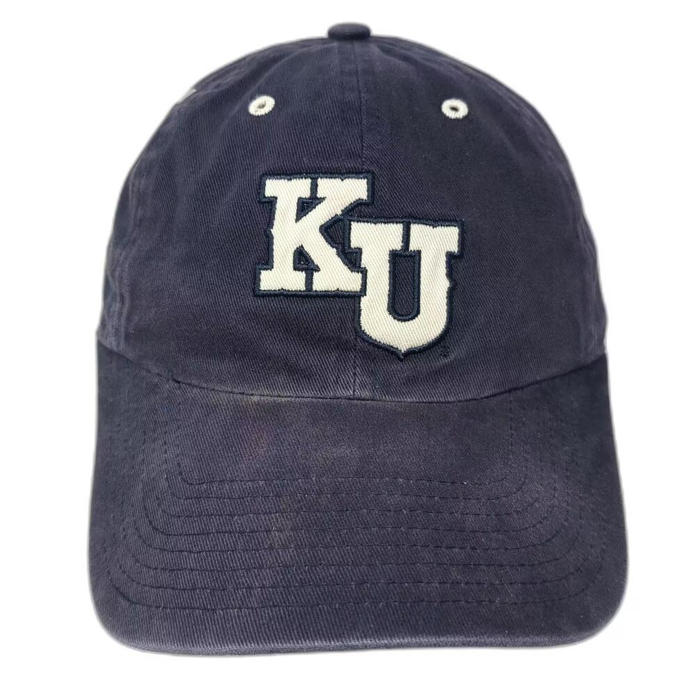 Kansas Jayhawks NCAA Lids Cotton Fitted Cap Blue White Size M Embroidered Hat